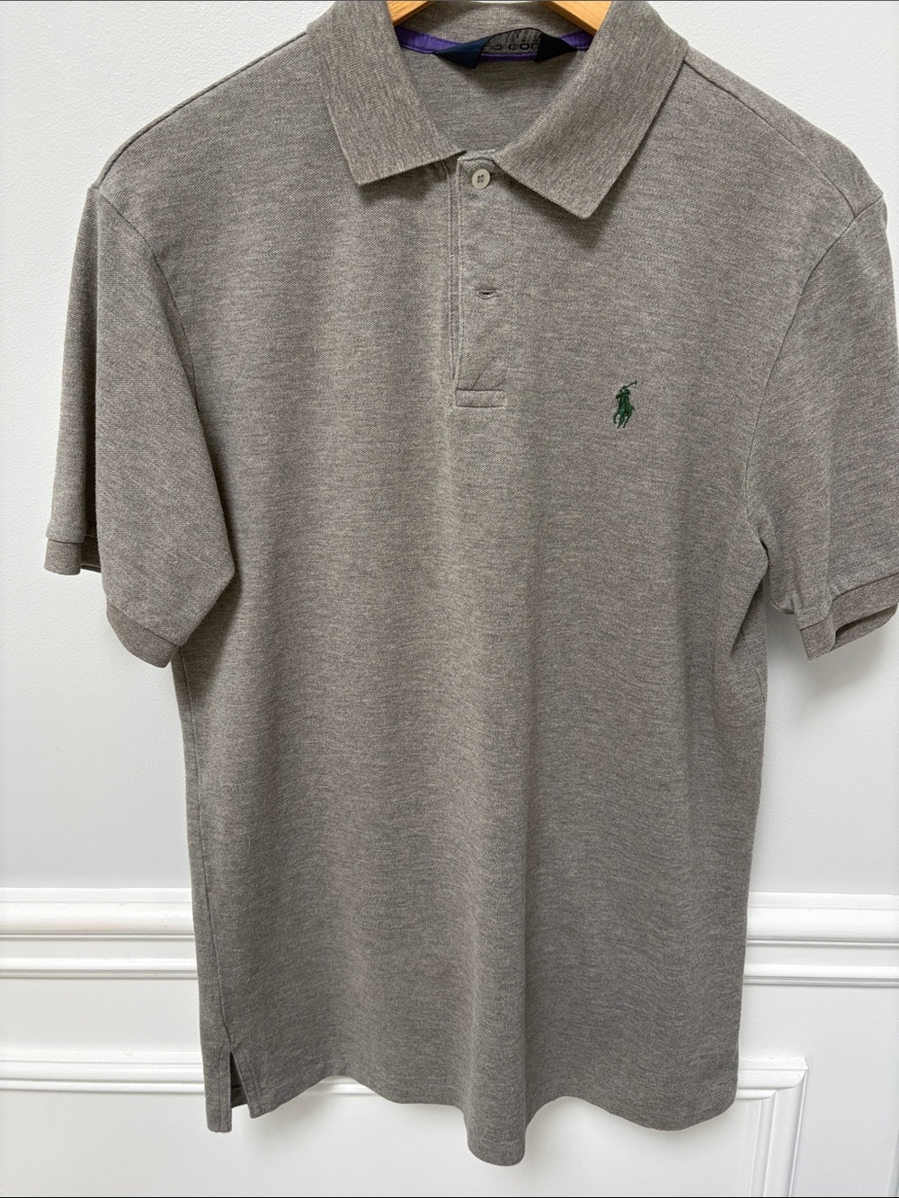 Ralph Lauren Men's Taupe Polo with Green Pony